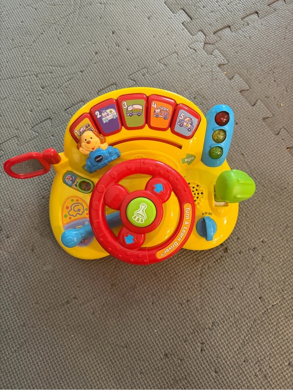 Vtech Turn and Learn Driver Steering Wheel Dog Car Wheel Yellow Educational